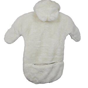 Vtg Baby Bunting Bag Sack Winter Fur Hooded Borg Orlon Pile Fabric One-Piece